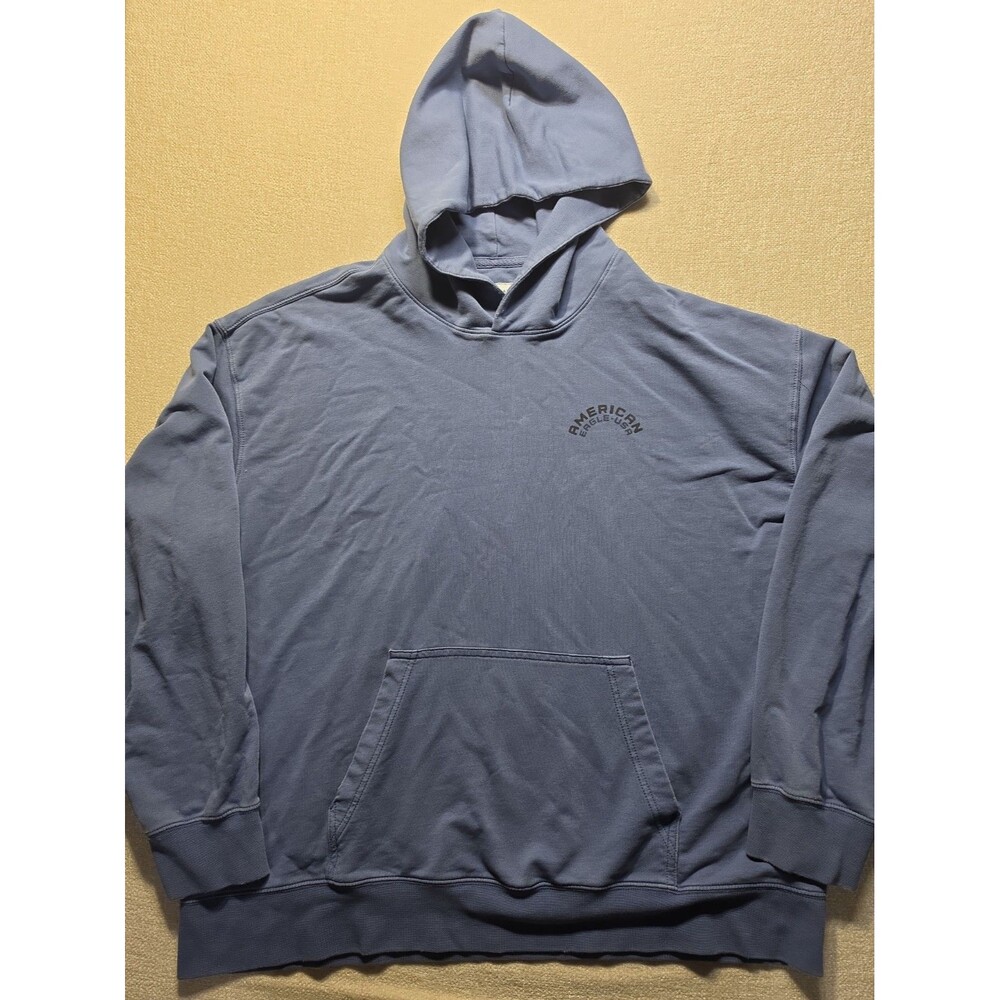 American Eagle Relaxed Fit Hoodie Adult Blue  Pullover Sweatshirt Size XXL